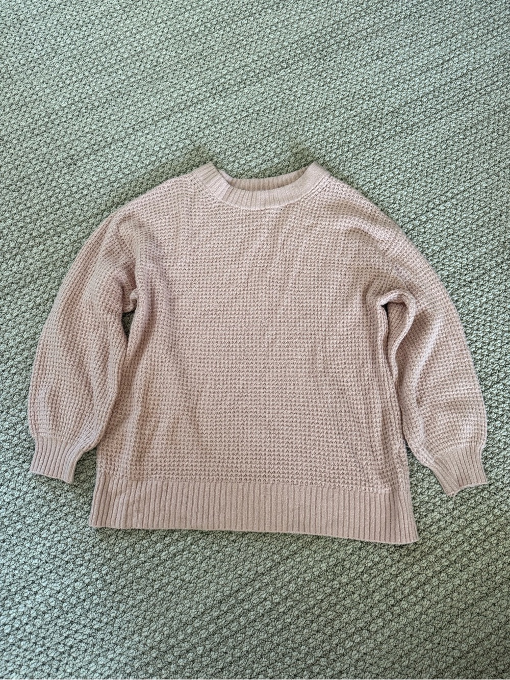American Eagle Outfitters Waffle-Knit Crewneck Sweater - Dusty Pink